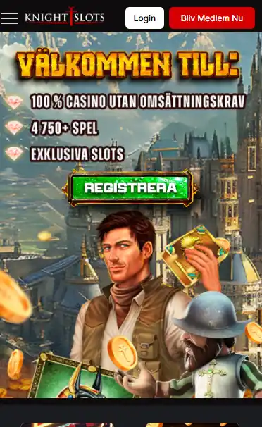 KnightSlots danske mobilvisning på smartphone